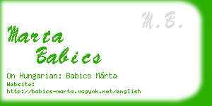 marta babics business card