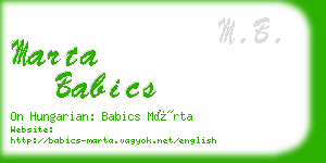 marta babics business card